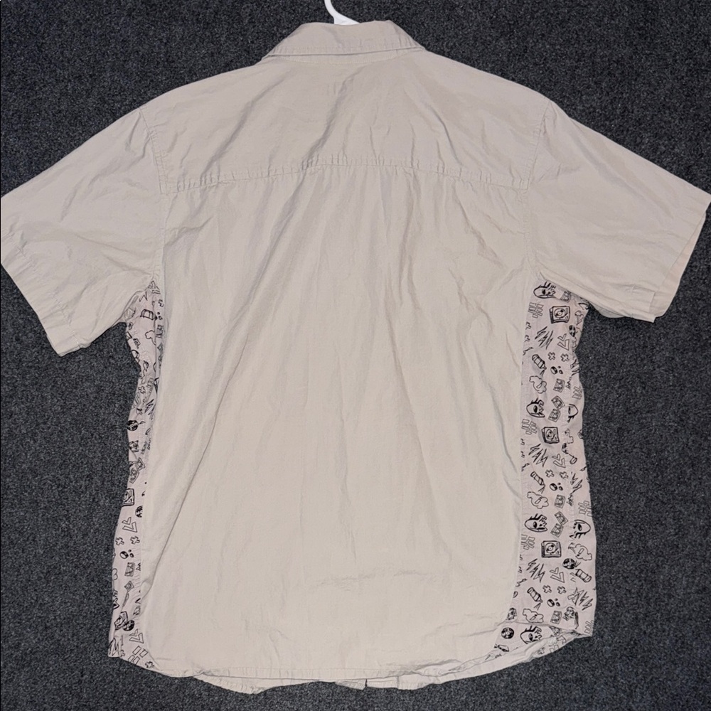Anchor Blue  Y2K Beige Short Sleeve Shirt with Patterned Trim XL - Picture 8 of 9